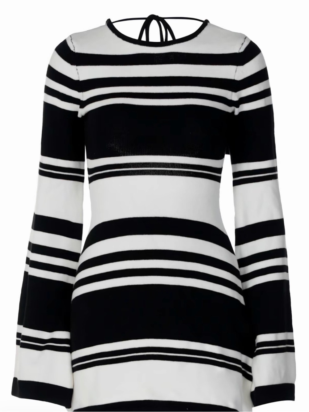Striped Black & White Long Sleeve Knit Dress